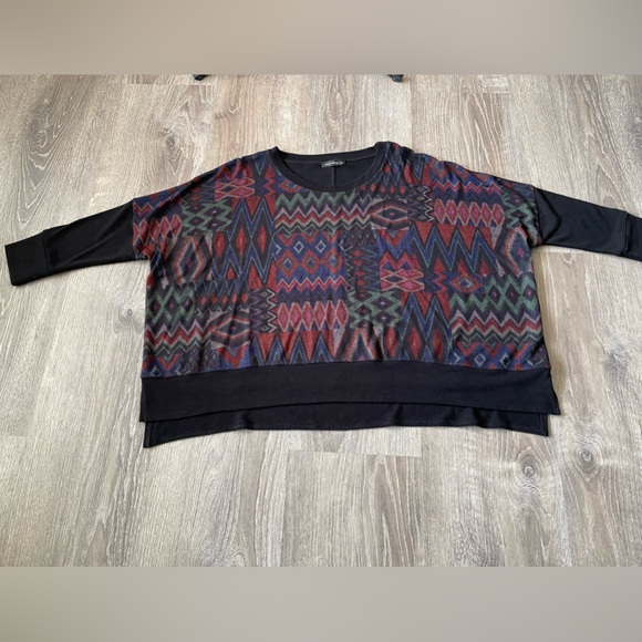 Nally & Millie USA Womens Aztec Pullover Swetaer Half Sleeve One Size - Picture 2 of 6